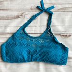 BECCA by Rebecca virtue Becca Teal Crochet Halter Bikini Top Sz L Photo 0