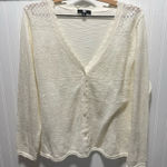 Frye  Women's White Scalloped Pointelle Ivory Cardigan Size XL classic basic Photo 0