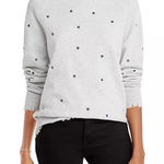 AQUA Cashmere Womens LG Embroidered Star Sweater Gray Distressed Hem Celestial Photo 0