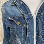 Madison Marcus  distressed long sleeve jean jacket full zip frayed denim xs Photo 2