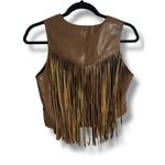 NWT Sadie & Sage Brown Faux Leather Fringe Vest | Western Boho Size Small Photo 3