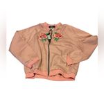 Motel NEW Rose Embroidered Satin Bomber Jacket size medium Photo 1