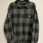 Carhartt Womens Shirt Flannel Button Down Green Plaid Loose Fit Rugged Flex XXL Photo 0