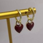18K Gold Plated Love Heart Dangle Drop Earrings for Women, Red Heart Earrings Photo 3