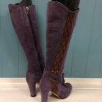 Taryn Rose  purple suede‎ brocade heeled boots women’s size 38 7.5 witchy costume Photo 5