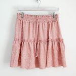 Pink White Dot elastic Waist Lightweight Mini Skirt sz Medium Photo 7