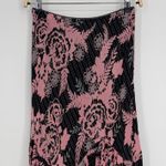Dress Barn Floral Midi Skirt Size Small Pink Black Flounce Hem Boho Feminine Y2K Photo 5
