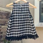 INA Black And White Tweed Sleeveless Blouse Photo 1