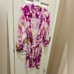 Soma COOL NIGHTS Kimono Short tie up soft Robe Size L/XL floral pink white Purple Photo 7
