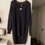 Free People NWT Dark Gray V-Neck Sunday Scoop Neck Charcoal Sweater Size Small Photo 3