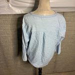 Everly  Women's Blue Lyocell 3/4‎ Sleeve Button Front Twist Hem Blouse Size S Photo 4