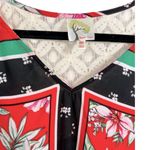 Fig & Flower Floral Lace Trimmed Tie Front Blouse‎ Top M Red Size M Photo 4