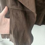 Neiman Marcus  Brown Leather Open From Cascade Ruffle Zippered Sleeves Sz Small‎ Photo 5