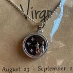 Zodiac Virgo Horoscope  Astrology Star Sign Pendant Necklace Black & Silver Photo 0