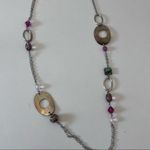 Lia Sophia  Mantra Silver Tone Resin Mother Pearl Abalone She’ll Wood Necklace Photo 2