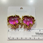 Vintage style Jelly Purple Heart Crystal Glazed Love Metal heart Zircon‎ … Pink Photo 3