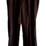 Chico's Linen Pants Pull On Wide Leg Elastic Waist Dark Brown 0 Small 35x31 Photo 0