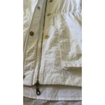 White Waterproof Parka Jacket Women M Lightweight Hood Gold Zip Snap Pockets White Size M Photo 1