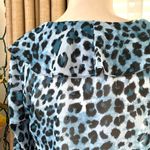 ZARA  Ruffled Animal Print Long Sleeve Blouse Top in Blue / Black Photo 8
