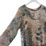 I& N Millenium Bohemian Neutral Multicolor Fringe Keyhole Crewneck SZ L #1290 Brown Size L Photo 5