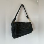 Faded Glory  Black with Gold Thread Crochet Mini Flap Hand Bag‎ Photo 3