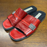 Brighton Leather Slide Sandal Women 8 Y2K Chunky Grunge Preppy Art to Wear Red Photo 0