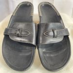 Timberland Black Leather Slip On Comfort Stitching Non-Slip Slide Sandals 6.5 Photo 3