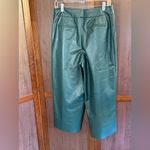 JASON WU Women's Faux Leather Croc Culotte Cropped Wide Leg Pants. Size 6 Green Photo 5