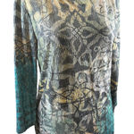 Coldwater Creek Y2K Crinkle Abstract Top Made in USA Stretchy Artsy Blouse Med Photo 0