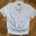 French Connection  striped button up short sleeve bow top blouse spring Photo 2