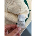 American Eagle cream knit sweater size M green stripes preppy round neck texture Photo 6