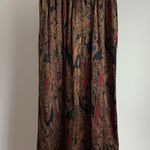 Linda Allard Ellen Tracy *Rare 100% Silk Maxi Skirt Feather Print Vintage Size 4 Black Photo 0
