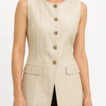 Banana Republic  NWT Cutaway Vest Womens Small Neutral Button Front Linen Blend Photo 0