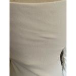 Elodie  White Ribbed Square Neck Long Scrunch Sleeve Top Size M Photo 5