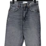 ZARA Wide Leg High Rise Vintage Distressed Cropped Jeans 2 Rinsed Black #3900 Photo 2