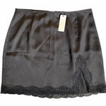NEW Anthropologie Black Lace Satin Mini Skirt Size 6 Photo 0