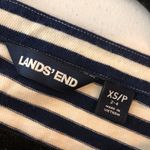 Lands' End Womens Top 3/4 Sleeve Boat Neck Striped Navy Blue White XSP Photo 2