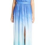 Jay Godfrey NWT Sinclair Blue Teal Ombre Chiffon Slit Front Maxi Dress Gown 2 Photo 0