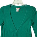 SO  Cardigan Sweater Womens Large Green V Neck Button Front Pockets Lightweight Photo 8