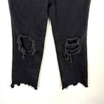 Free People Maggie Mid Rise Washed Black Distressed Straight Leg Cropped Jeans Photo 6