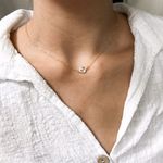 Boutique Dainty Tiffany Blue Gem 14k Everyday Layering Necklace  Photo 0