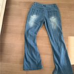 Floral Embroidered Wide Leg Jeans sz small Blue Photo 7