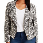 Gibson Latimer Blazer Tweed Moto Jacket Cream Officecore Women's Size Large Photo 0