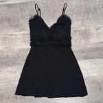 Trixxi NEW Little Black Dress A-Line Mini Small V Neck Ruffle Detail Babydoll Photo 0