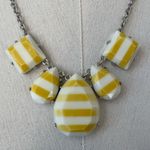 Versona NWT  White Yellow Stripe Cabochon Silver Tone Adj Necklace Photo 1