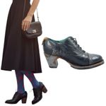 Pskaufman Crosswalk Oxford Ankle Boots Hand Paint Metallic Cap Toe Size 7 Black Photo 1