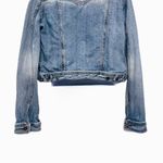 Anthropologie Distressed Blue Jean Denim Jacket Coat Medium Wash Button Close Pockets Large Photo 5