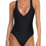Relleciga  Tie Crisscross Back Black Swimsuit MSRP $119 Size Large NWT #0332-DS Photo 0
