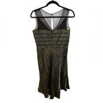 Adrianna Papell Silver Iridescent V-Neck Whimsigoth Flowy Cocktail Dress Photo 1