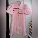 TCEC NEW  PINK & Red Button UP Contrast Ribbon Mini Dress Photo 2
